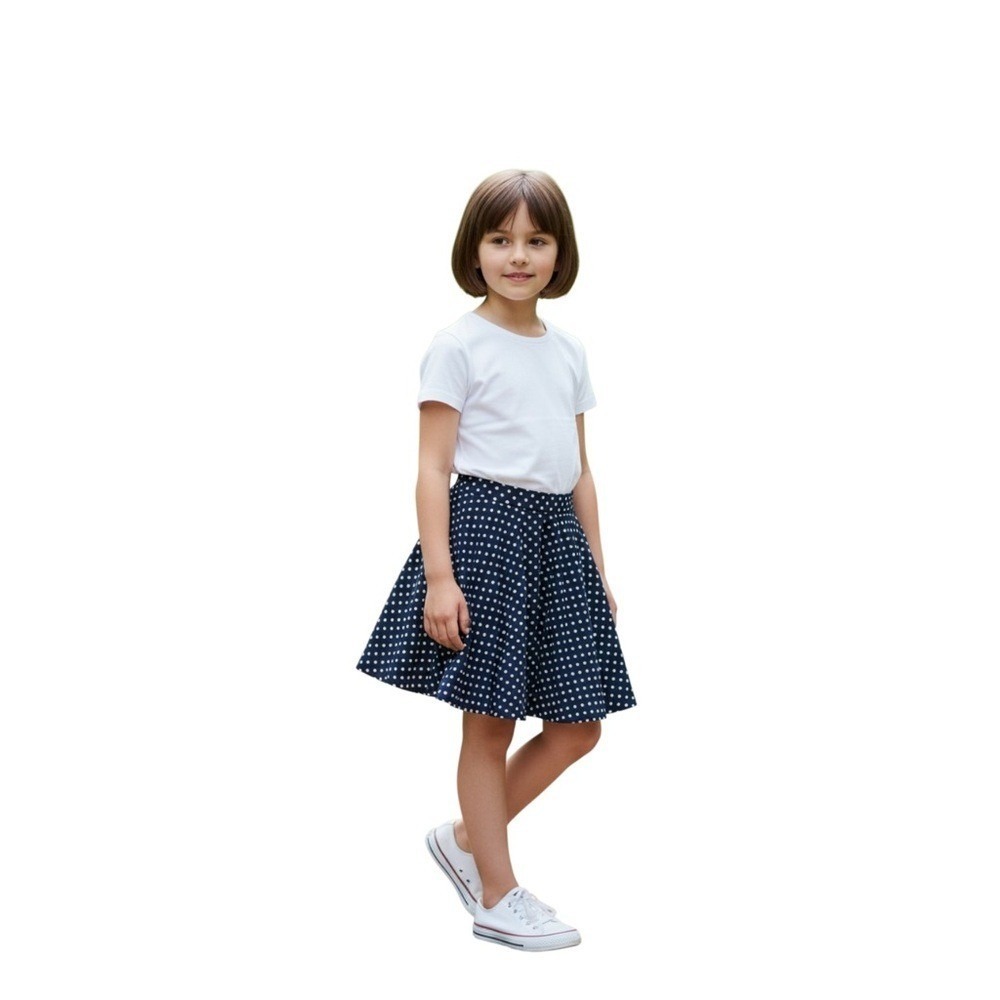 Polo Ralph Lauren Polka-Dot-Print Skirt, navy and white, Girls Size 7